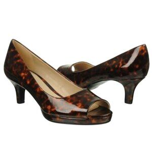 Naturalizer Hanning Platform Peep Toe Tortoise Shell Pumps Size 10M